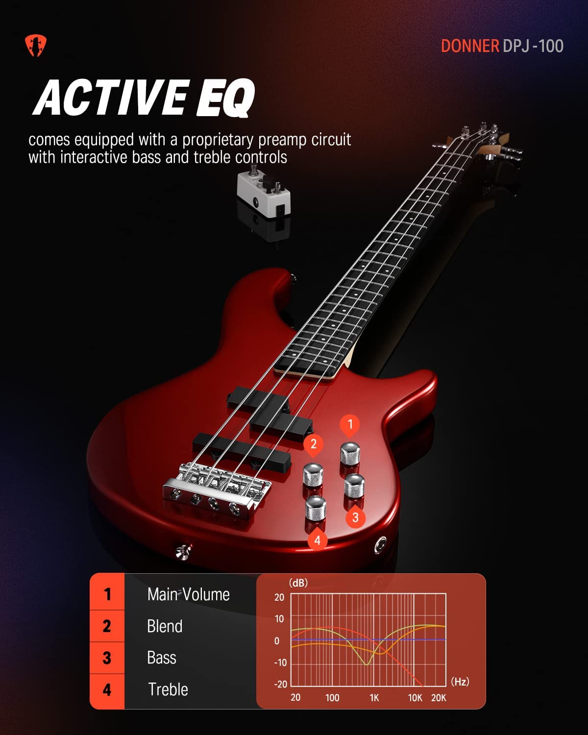 Donner DPJ-100 Electric Bass Guitar
