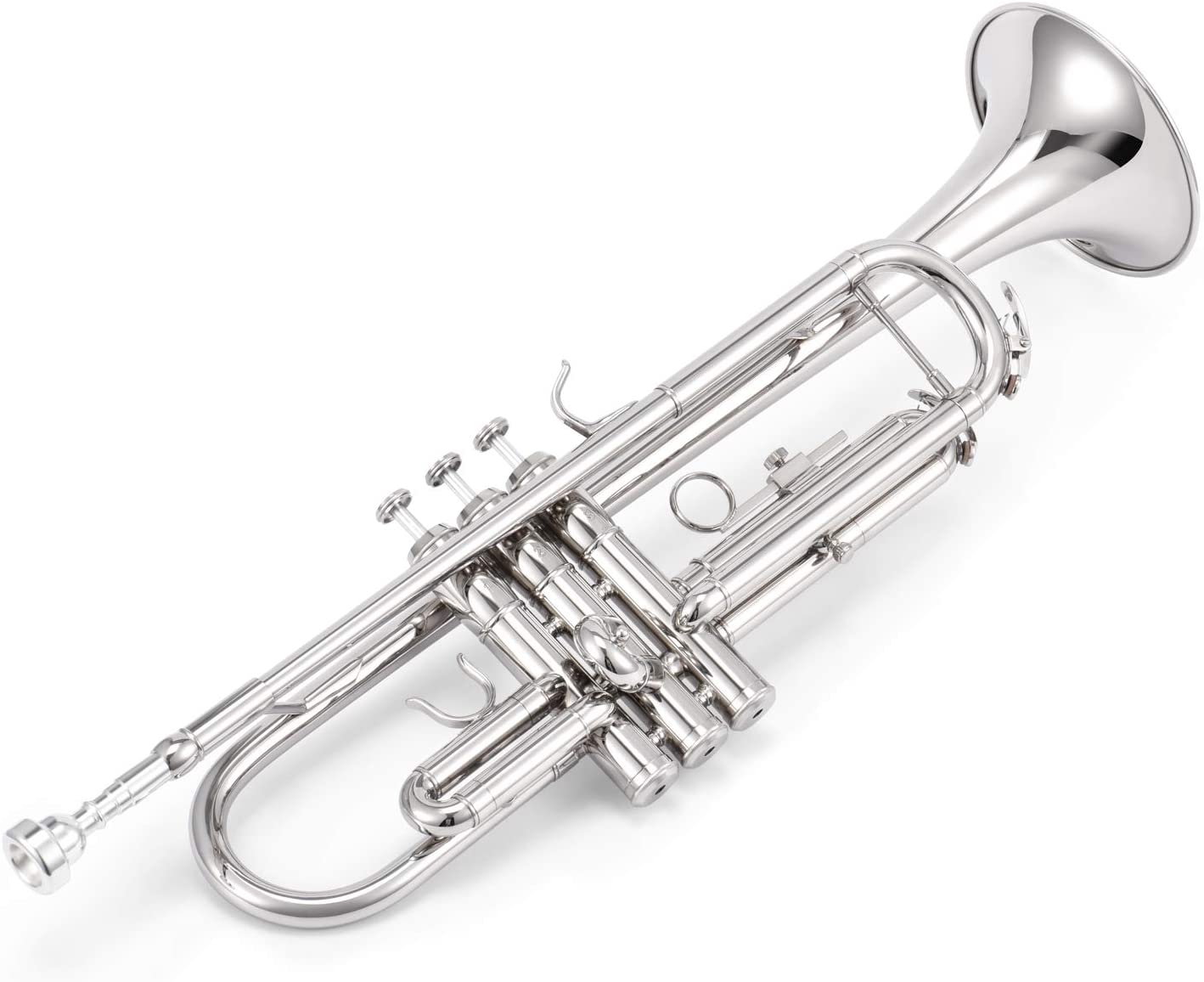 Eastar ETR-380N Trumpet Standard Student Bb Trumpet Set with 7C Mouthpiece,White Gloves,Cloth,Valve Oil,Cleaning Suit,Hard Case,Nickel - Donner music-AU