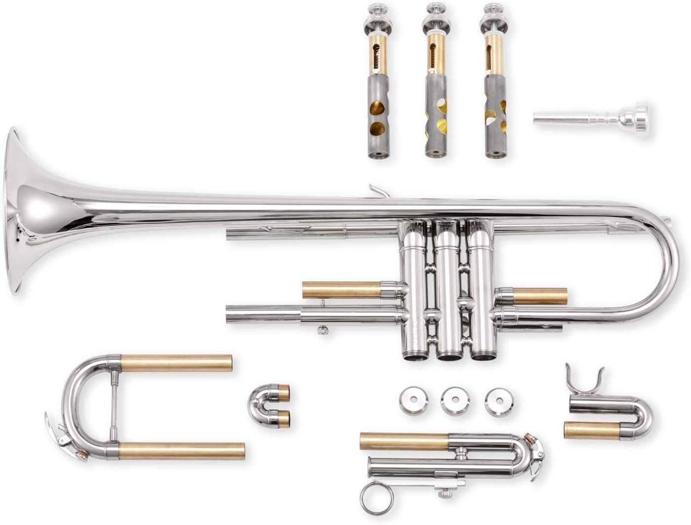 Eastar ETR-380N Trumpet Standard Student Bb Trumpet Set with 7C Mouthpiece,White Gloves,Cloth,Valve Oil,Cleaning Suit,Hard Case,Nickel - Donner music-AU
