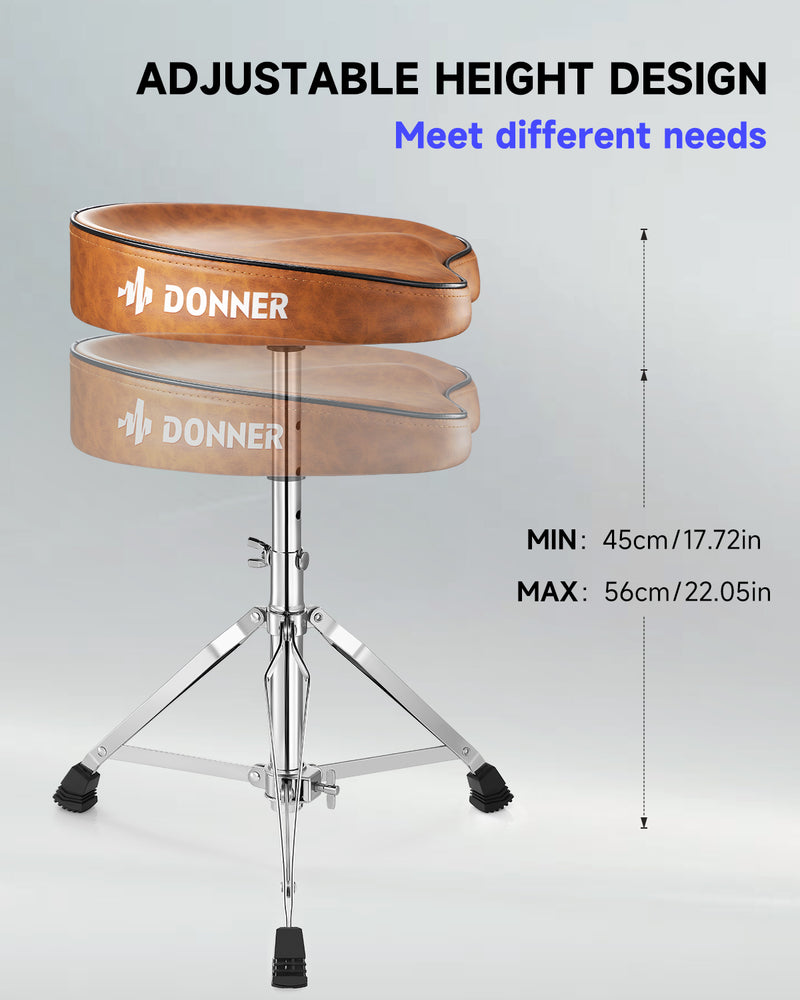 Donner DT-50 Slim Saddle Drum Throne, Brown