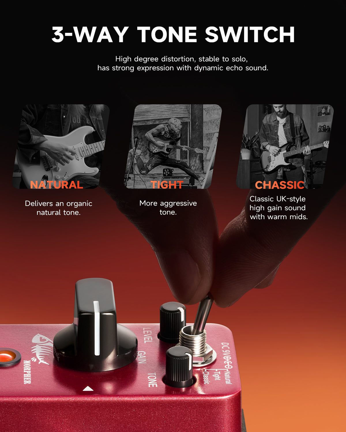 Donner Morpher Distortion Pedal Gain Effect