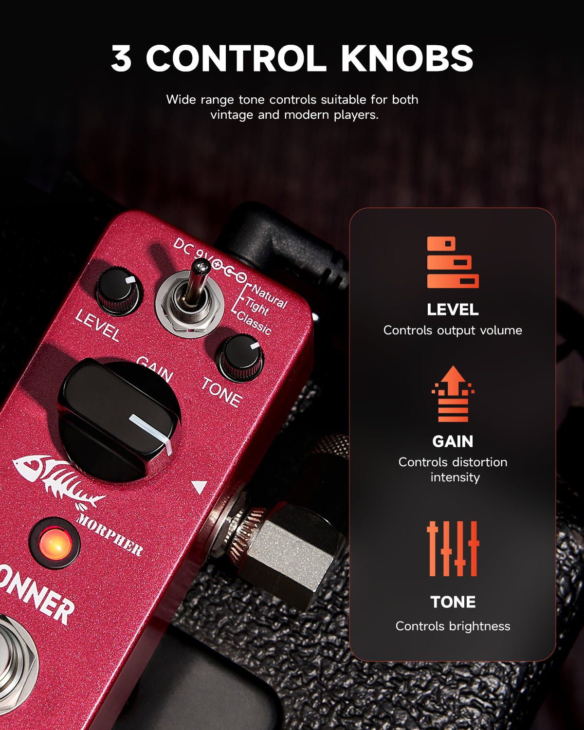 Donner Morpher Distortion Pedal Gain Effect