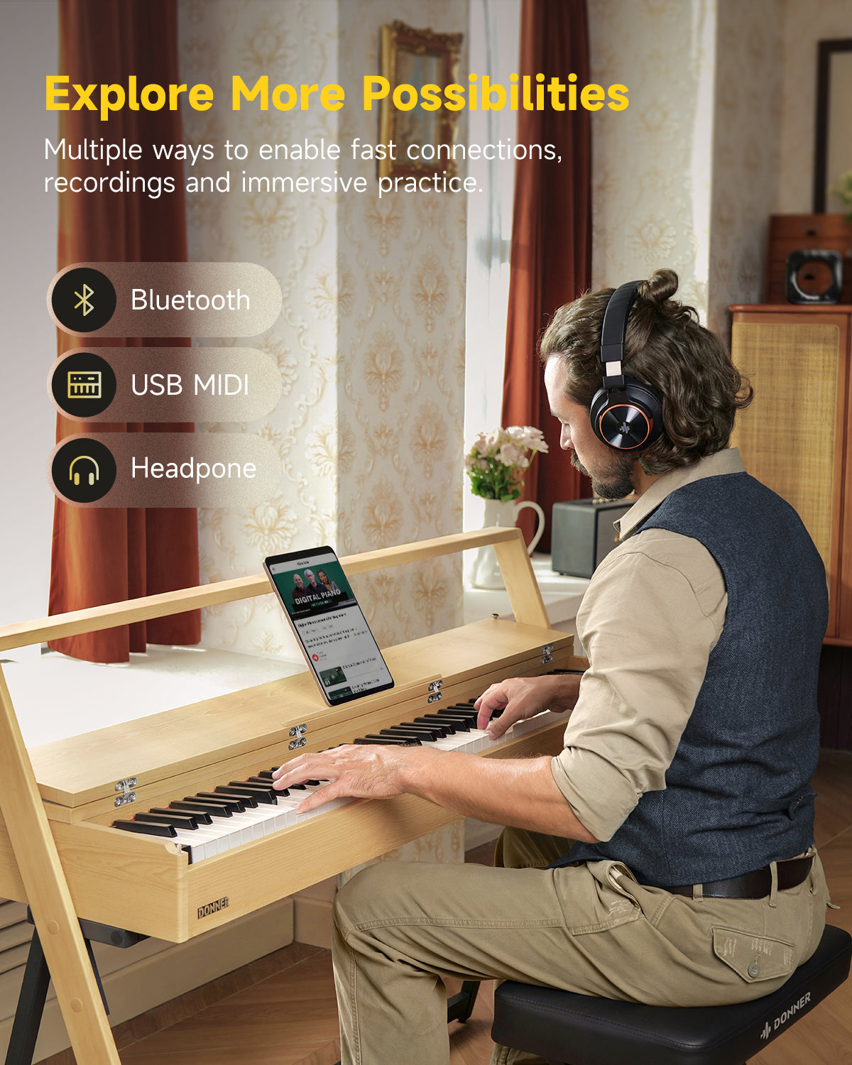 Donner OURA™ R300 Hammer Action Rustic Digital Piano