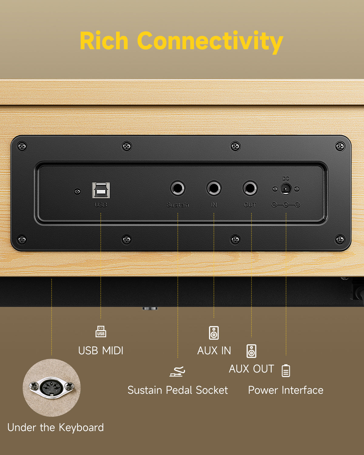 Donner OURA™ R300 Hammer Action Rustic Digital Piano