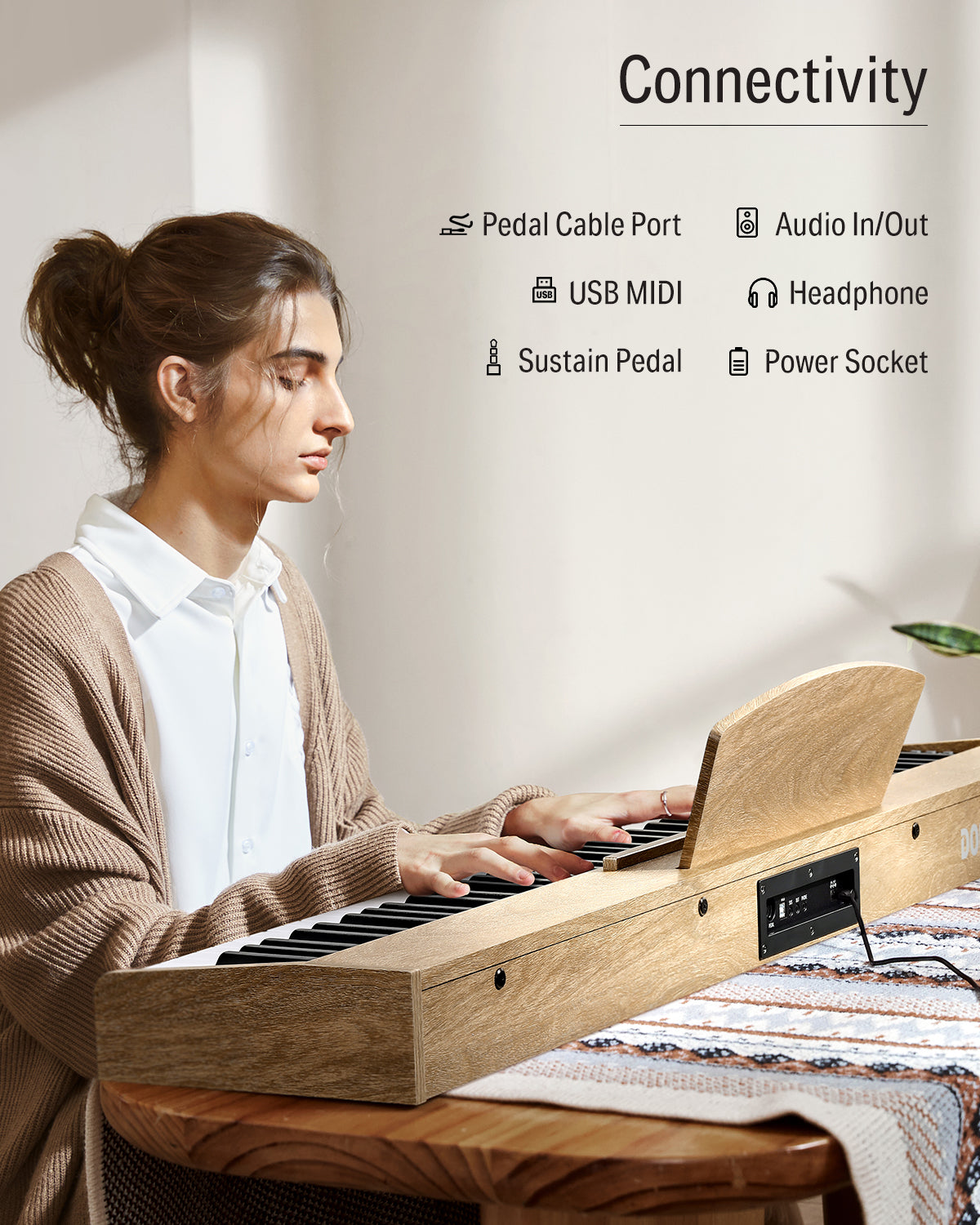 Donner DEP-1S Semi Weighted Keyboard Piano-Light wood##