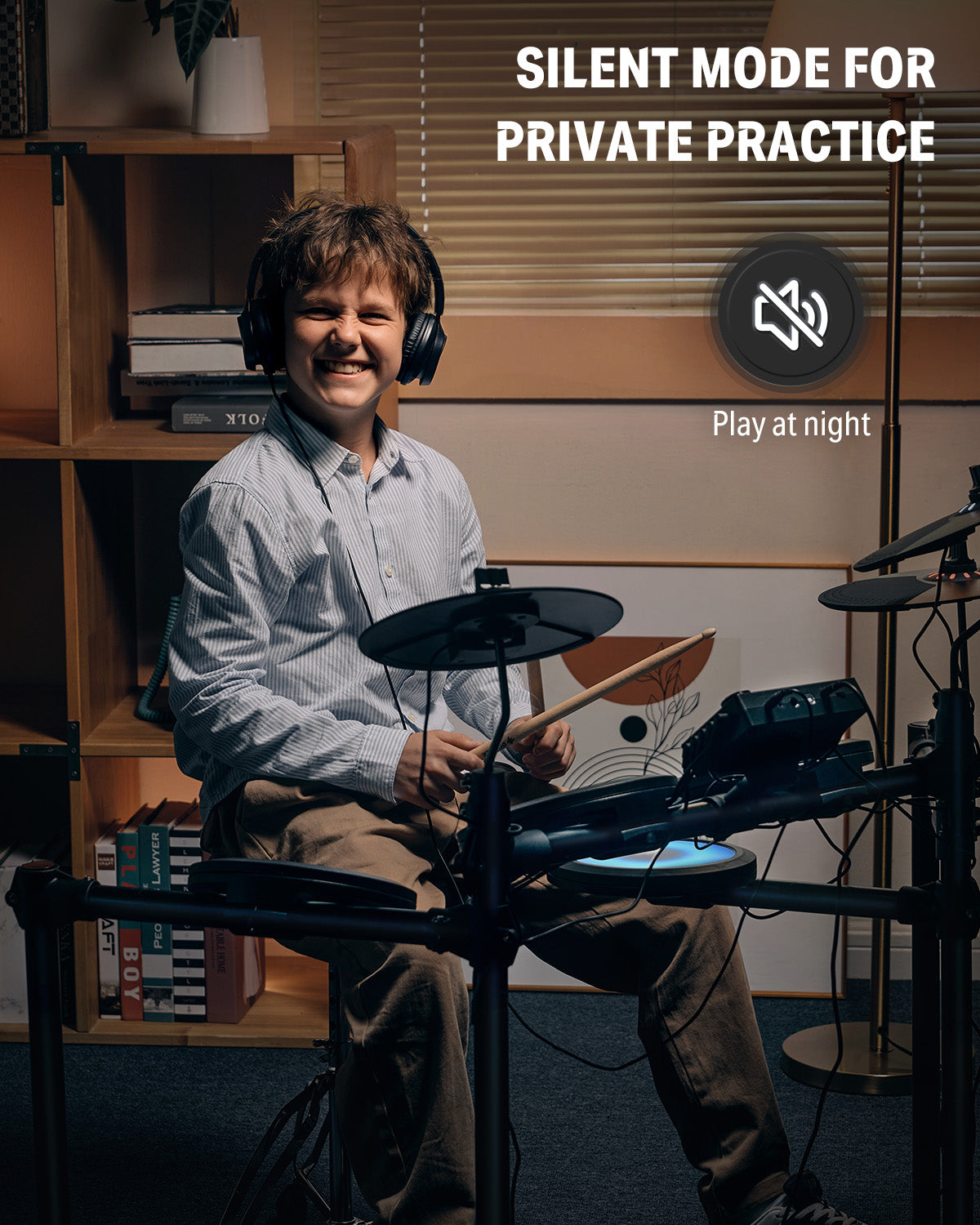 Donner DED-70 Electric Drum Set For Kids-Basics with Light##