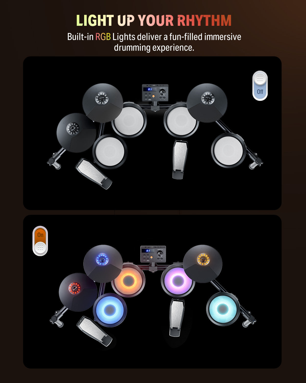 Donner DED-70L Electronic Drum Set With LED Light
