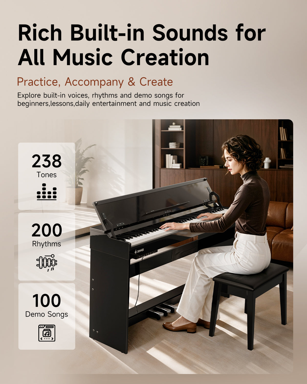 Donner DDP-75 Flip-Top Upright Digital Piano