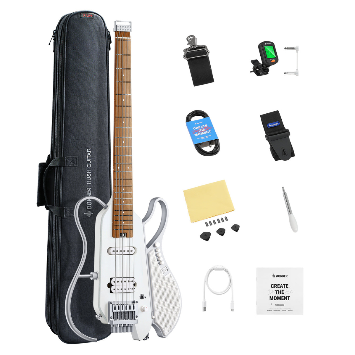 Donner HUSH X LIVE Travel Guitar with Speaker