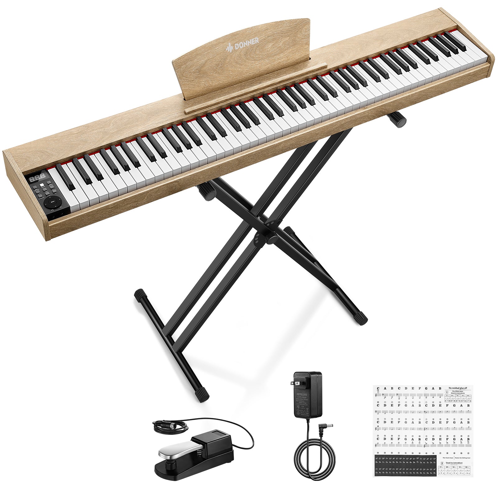 Donner DEP-1S Semi Weighted Keyboard Piano-Light wood##