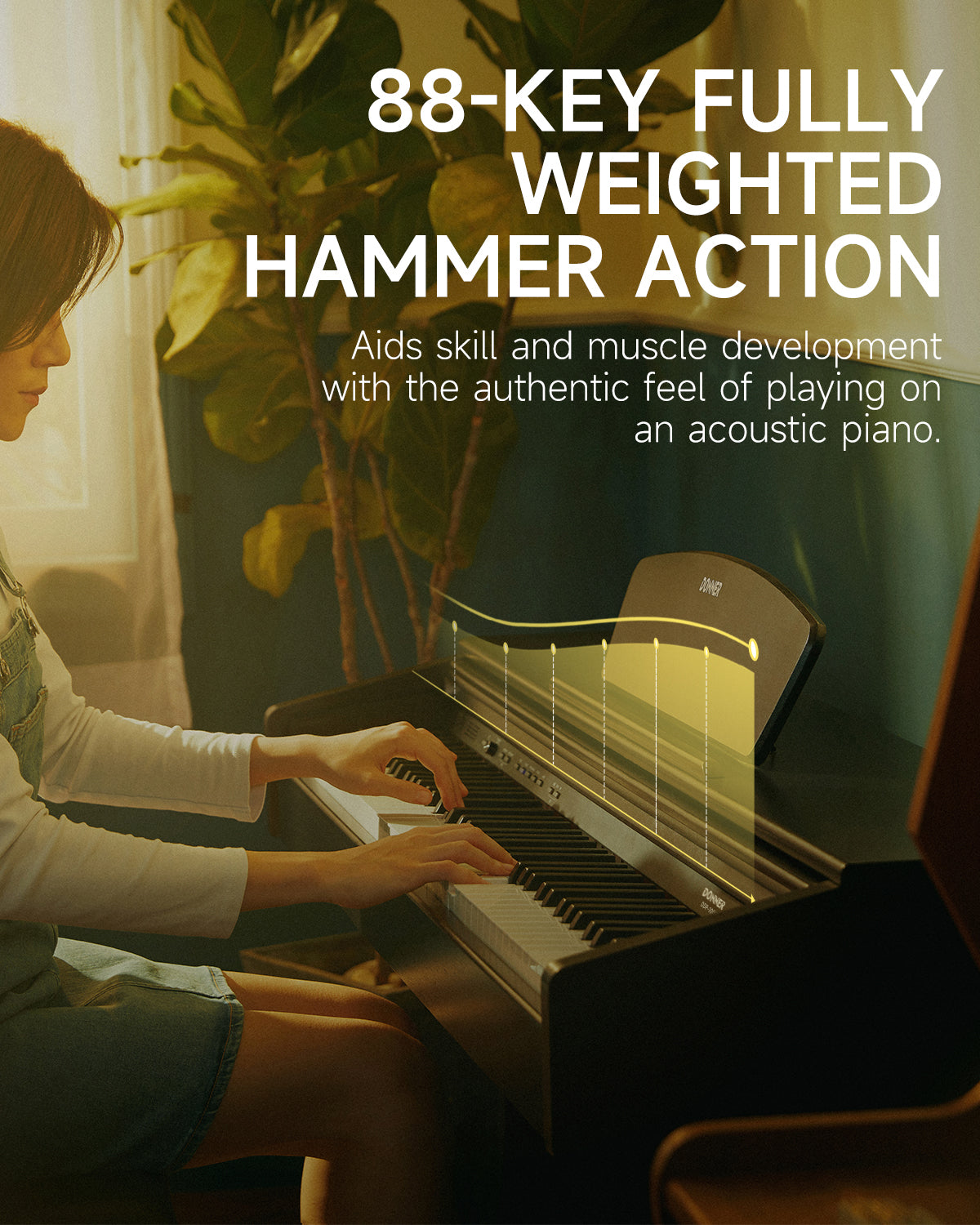 Donner DDP-300 88-Key Fully Weighted Hammer Action Digital Piano with Bluetooth