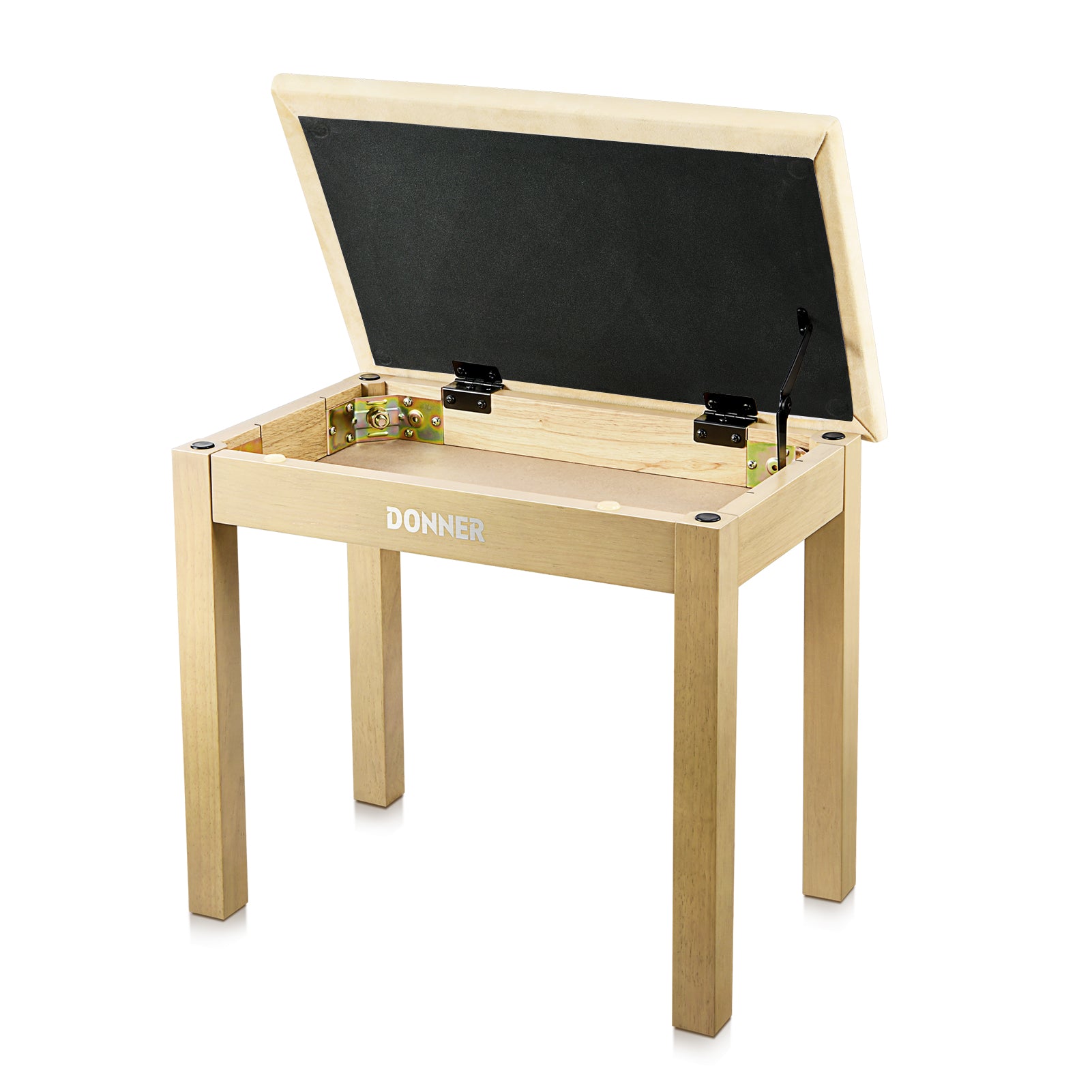 Donner Light Wood Color Piano Bench with High-Density Suede Cushion