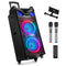 Moukey Karaoke Machine, Double 10" Woofer PA System for Party, Portable Bluetooth Speaker with 2 Wireless Microphone, Disco Lights and Echo/Treble/Bass Adjustment, Support TWS/REC/AUX/MP3/USB/TF/FM
