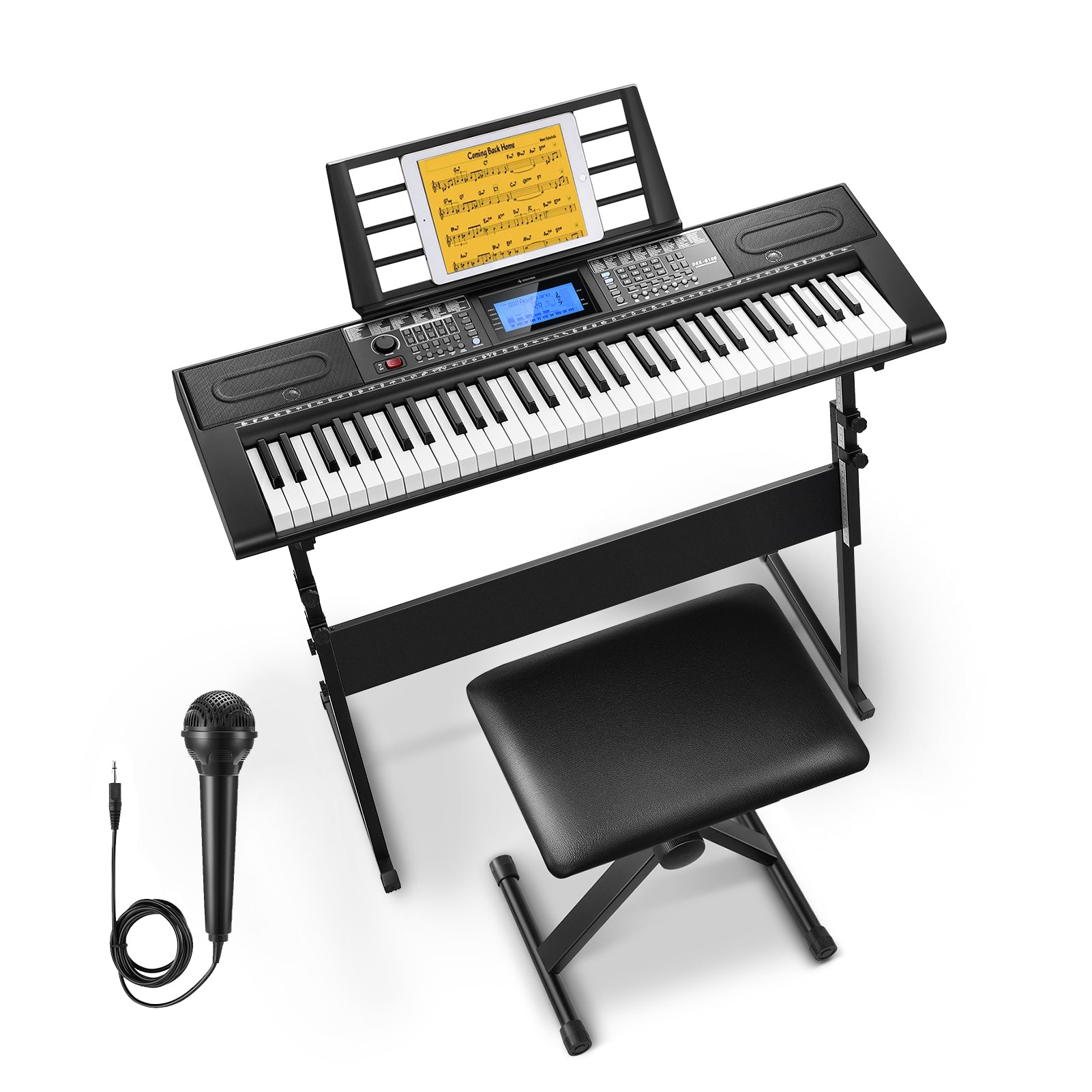 DEK-610S / 61-Key Beginner Keyboard with Stand, Bench & Microphone