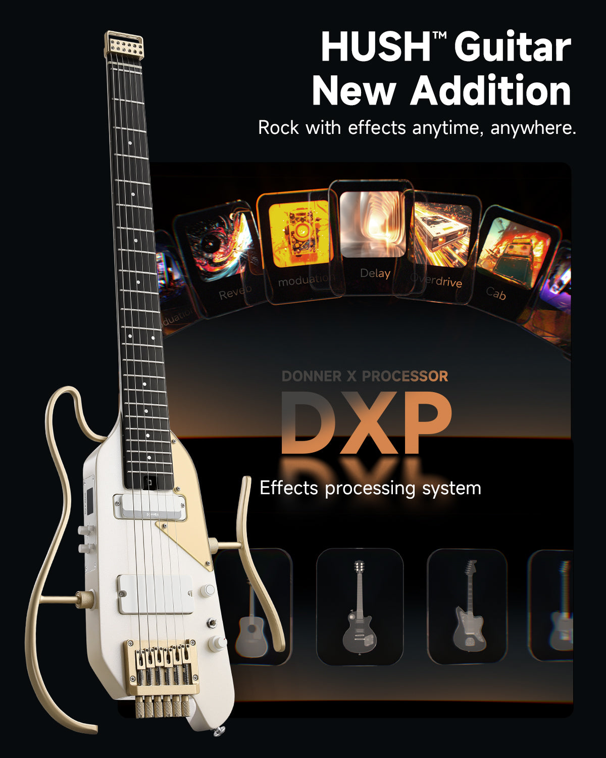 Donner HUSH™ X PRO Electric Guitar-White Luxe##