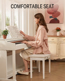 Donner Duet Piano Bench Stool with Storage White and Padded Cushion