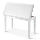 Donner Duet Piano Bench Stool with Storage White and Padded Cushion