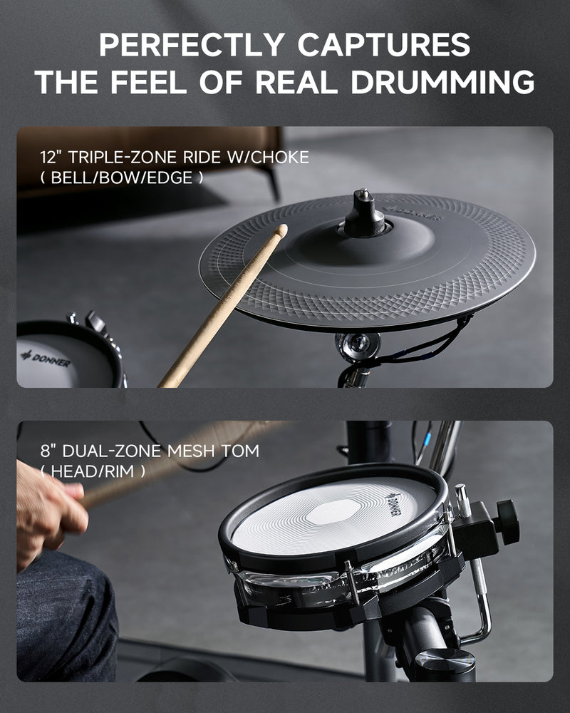 Donner Beat Electronic Drum Set 5 Drums 3 Cymbals Electric Drum