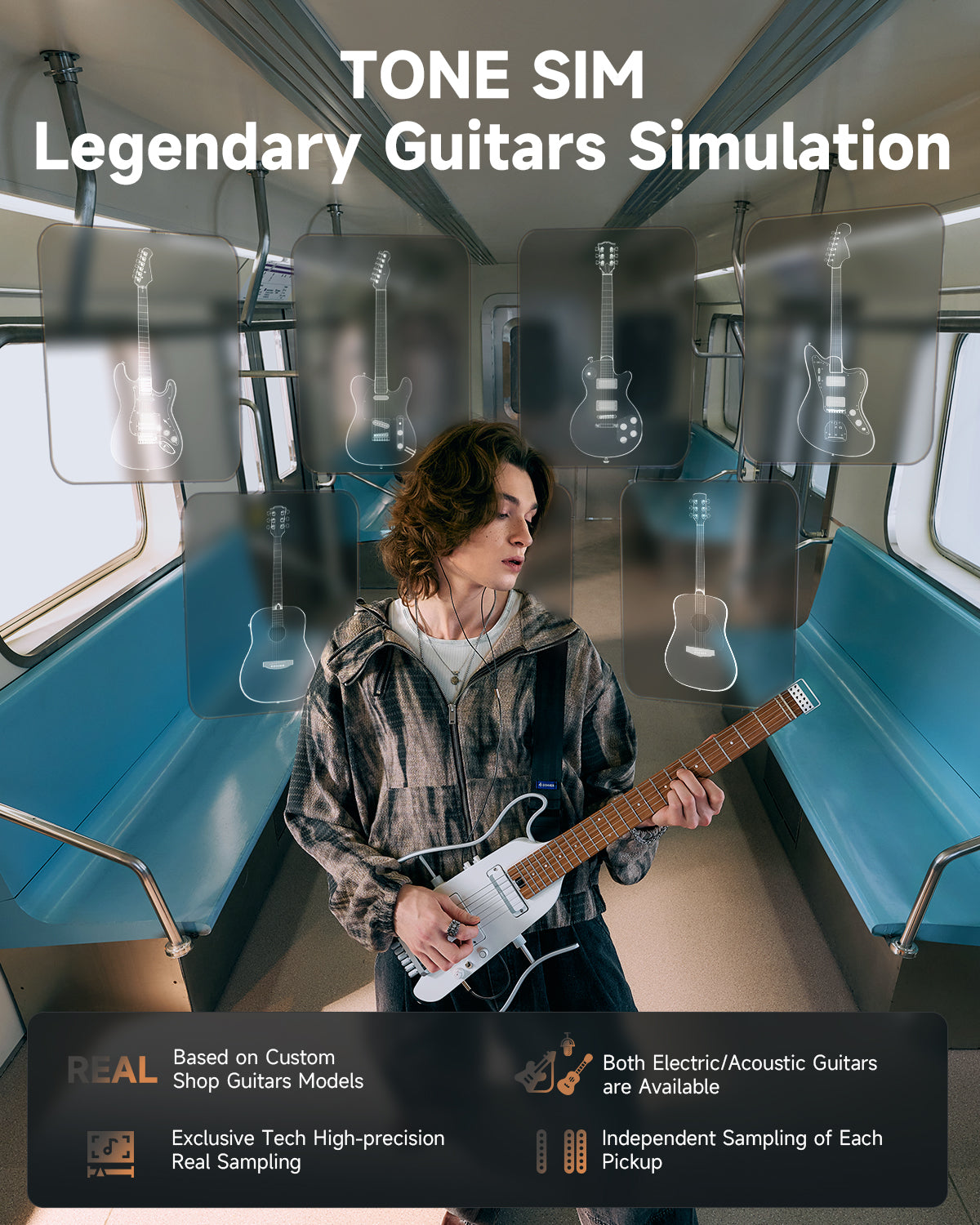 HUSH X PRO Silent Headless Electric Guitar with Amp Mode– Donner