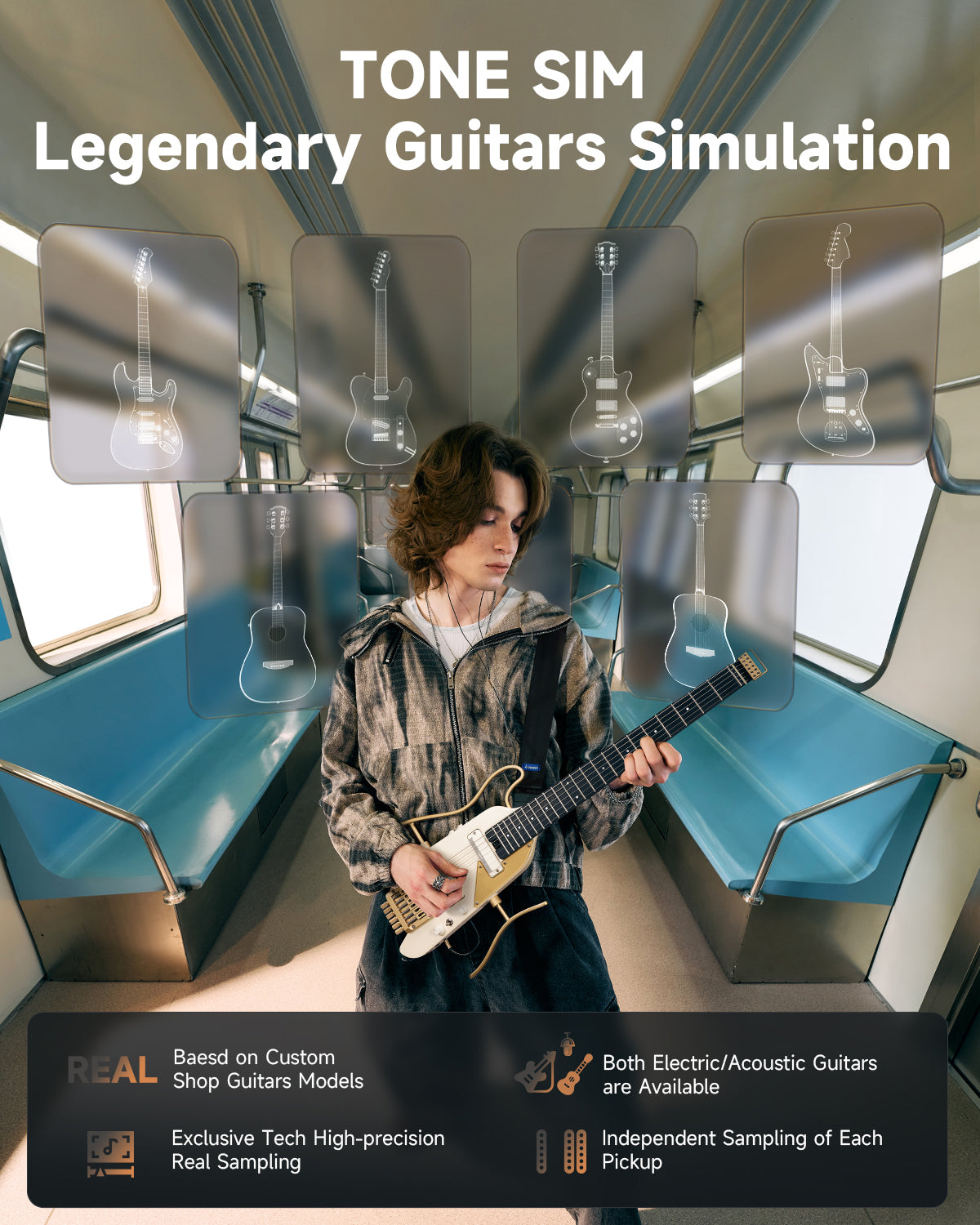 Donner HUSH™ X PRO Electric Guitar-White Luxe##