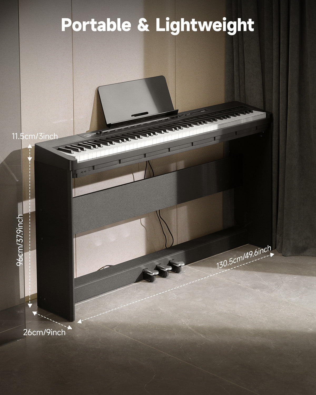 Donner DEP-16S Black Digital Electric 88-Key Weighted Steel with Stand