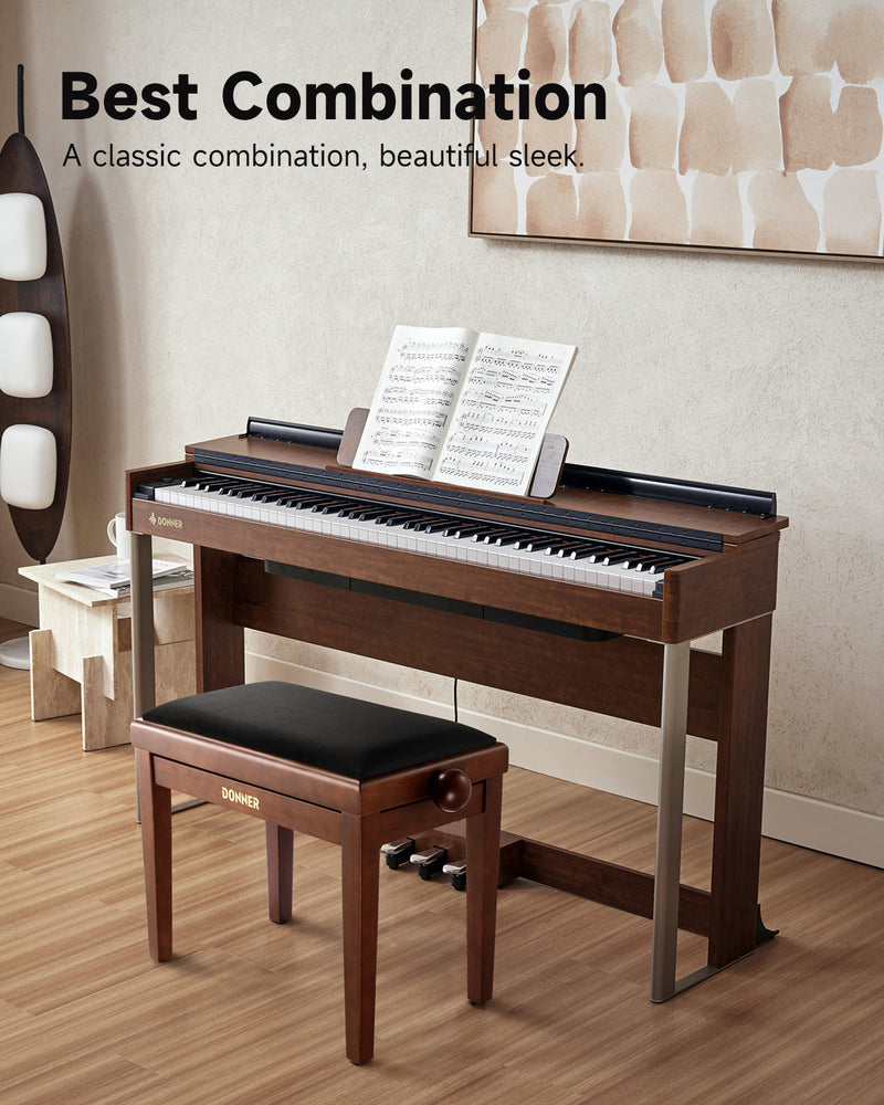 Donner Adjustable-Height Piano Bench Brown Matt