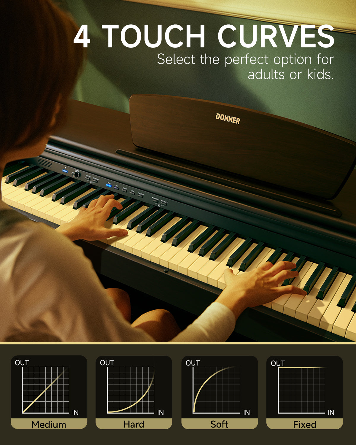 Donner DDP-300 88-Key Fully Weighted Hammer Action Digital Piano with Bluetooth