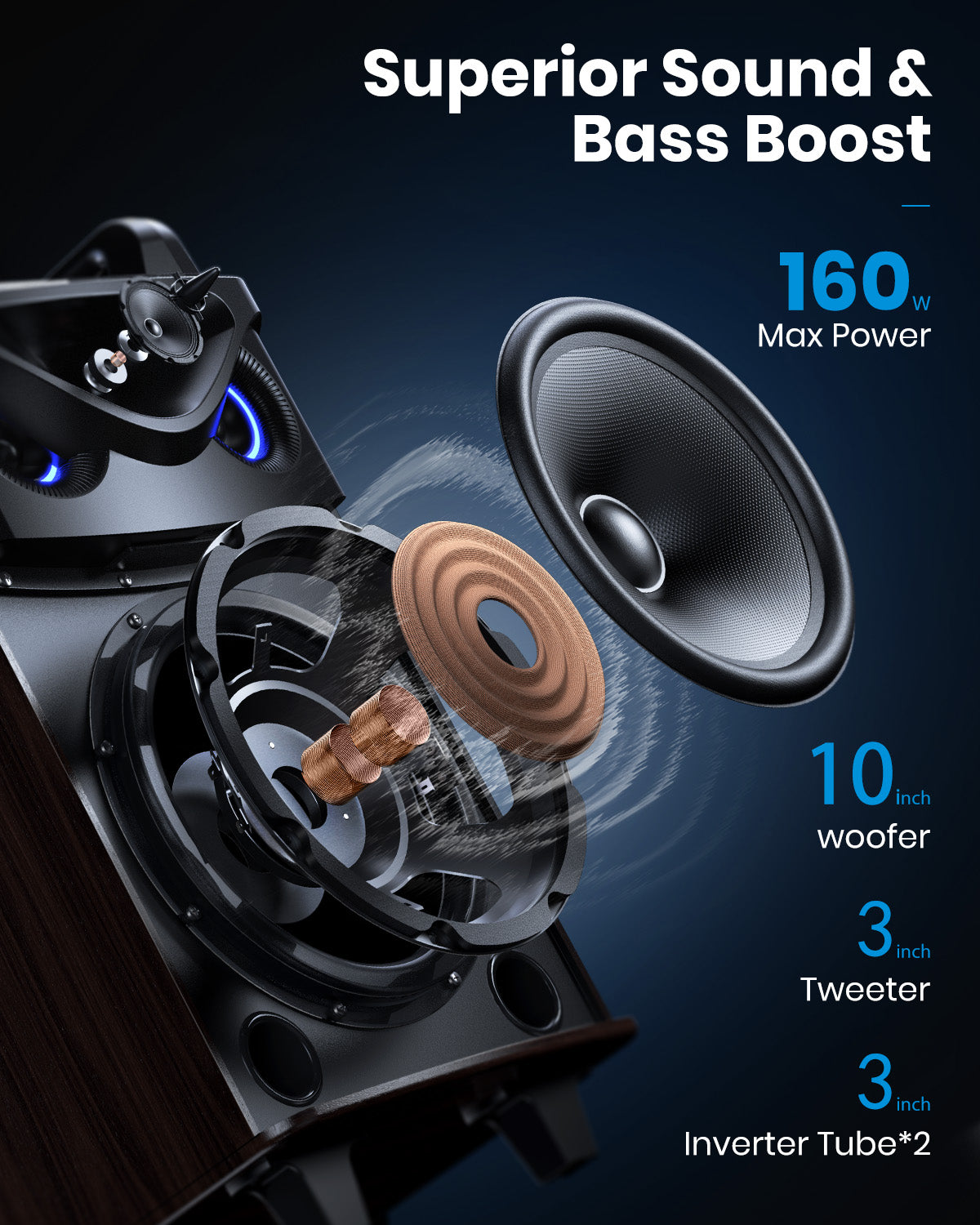 Moukey Karaoke Machine, Wood Pattern 10" Woofer Portable PA System, Bl Donner Music AU