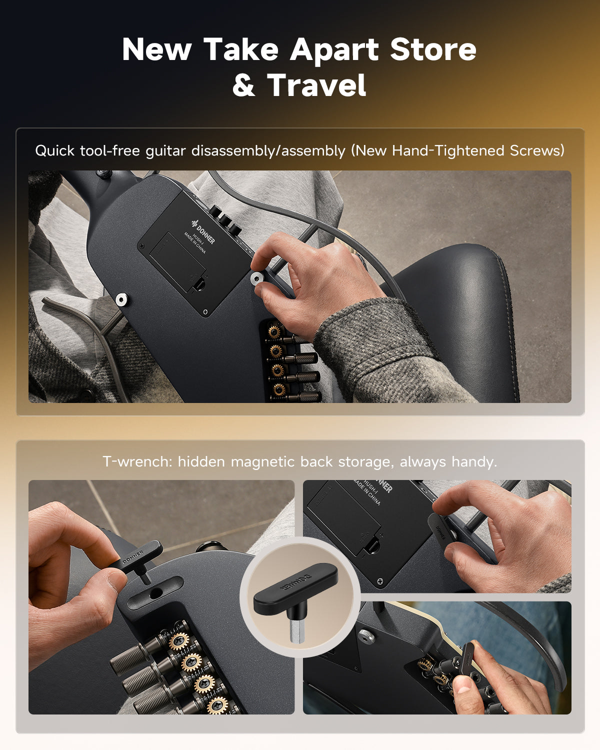 Donner HUSH I Evo2 Guitar-Balck##