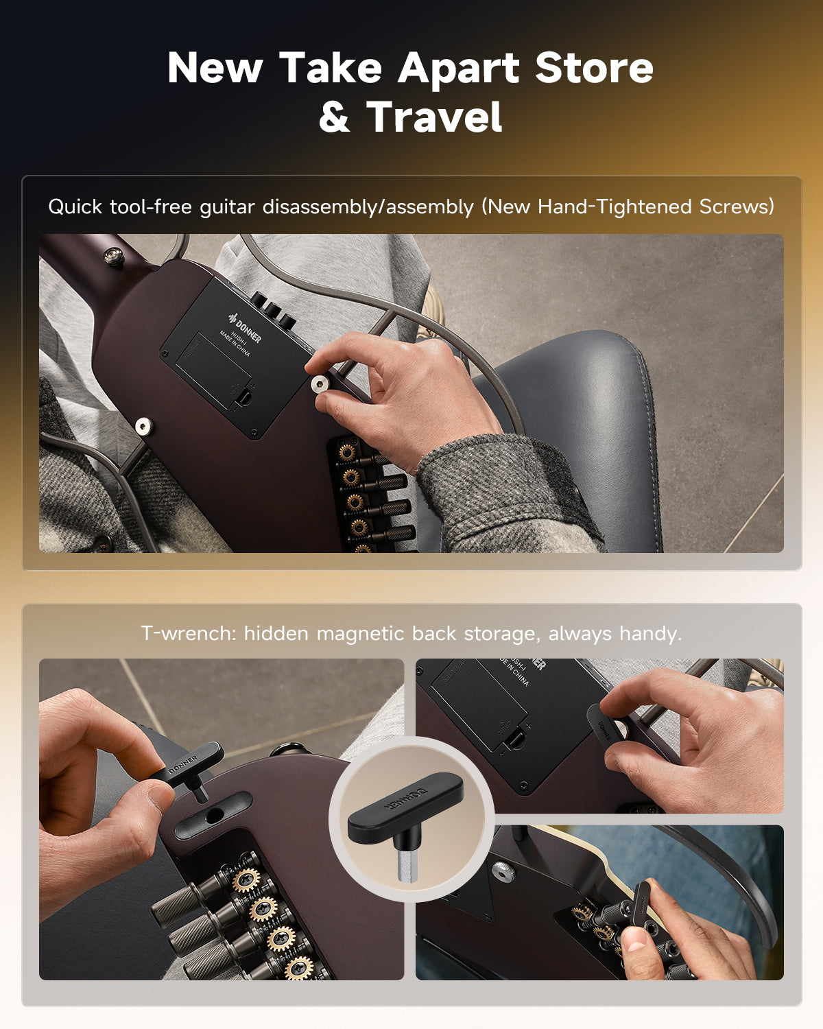 Donner HUSH I Evo2 Guitar-Sunset##