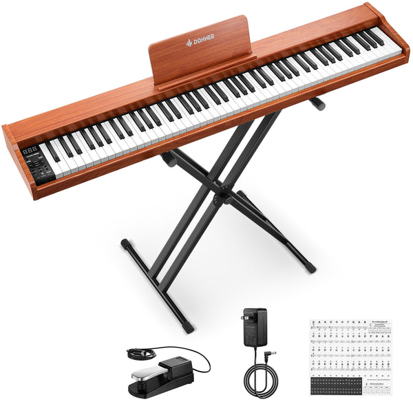 Donner DEP-1S Semi-Weighted Digital Piano w/ Stand Wooden Style Electric Piano + Pedal