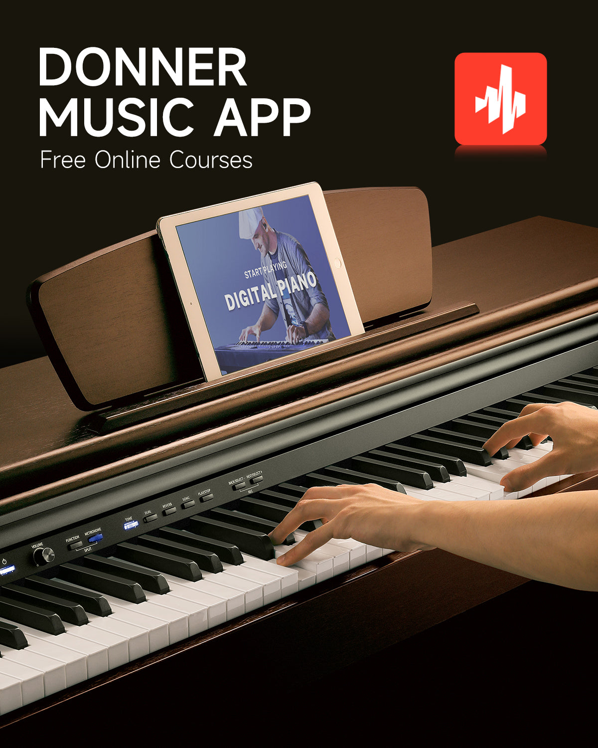 Donner DDP-300 88-Key Fully Weighted Hammer Action Digital Piano with Bluetooth