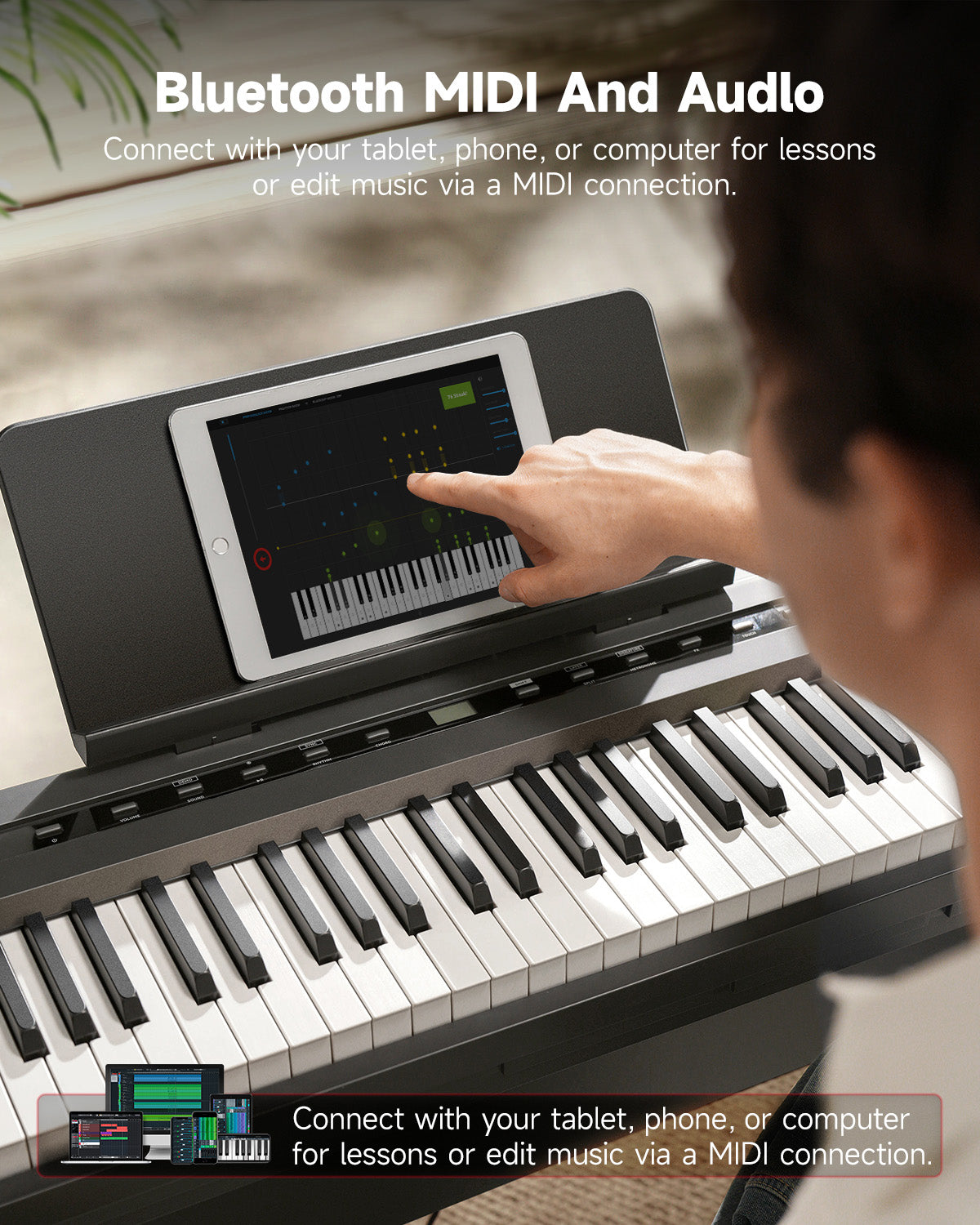 Donner DEP-16S Black Digital Electric 88-Key Weighted Steel with Stand