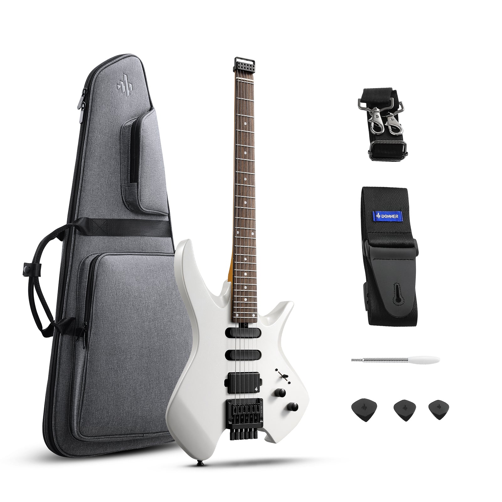 Donner NHL-500 Headless Electric Guitar -White##