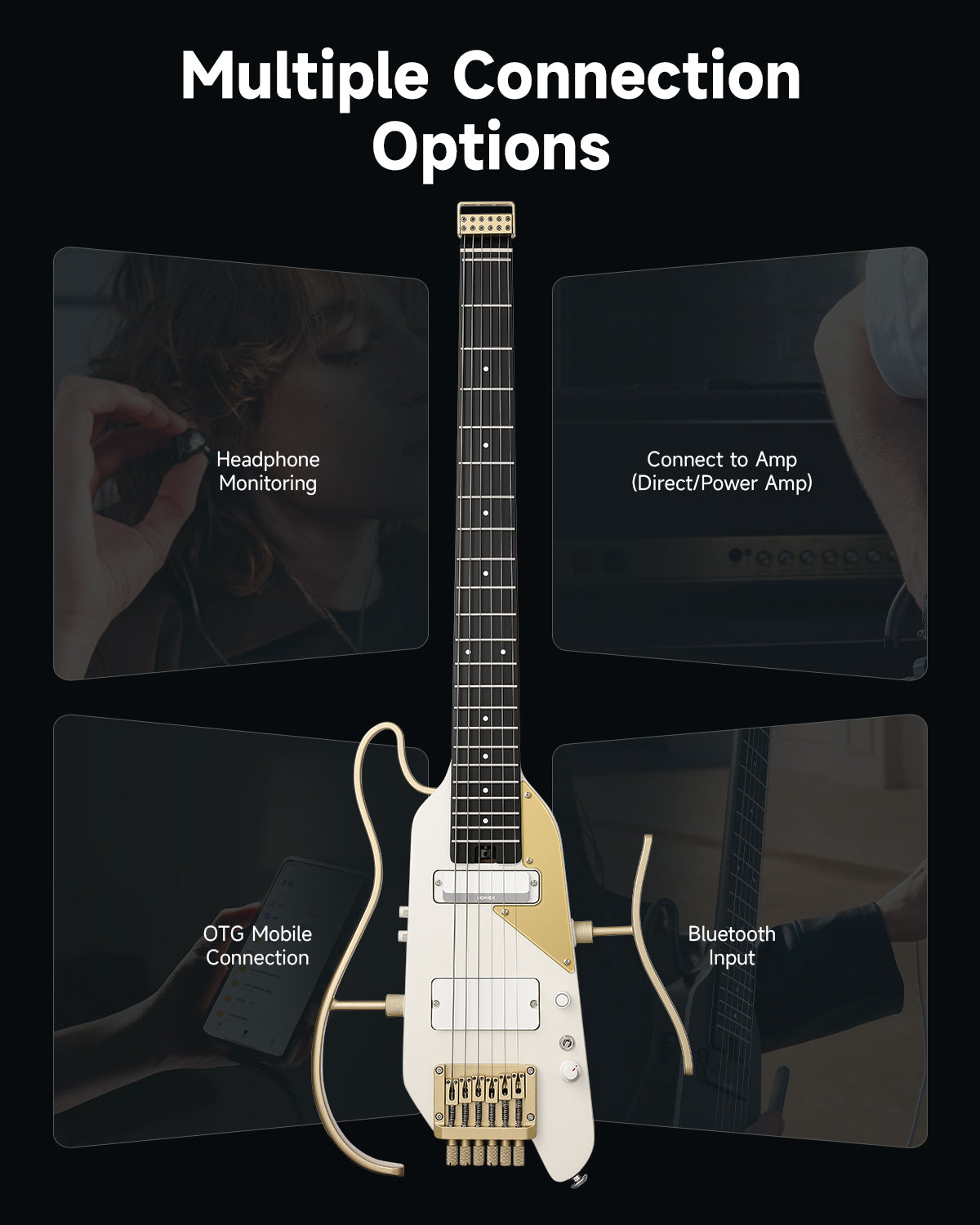 HUSH X PRO Silent Headless Electric Guitar with Amp Mode– Donner