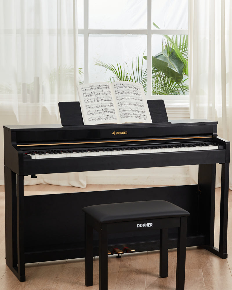Donner DDP-400 88 Weighted Key Progressive Hammer Action Digital Piano with Furniture Stand & 3 Pedal for Professional