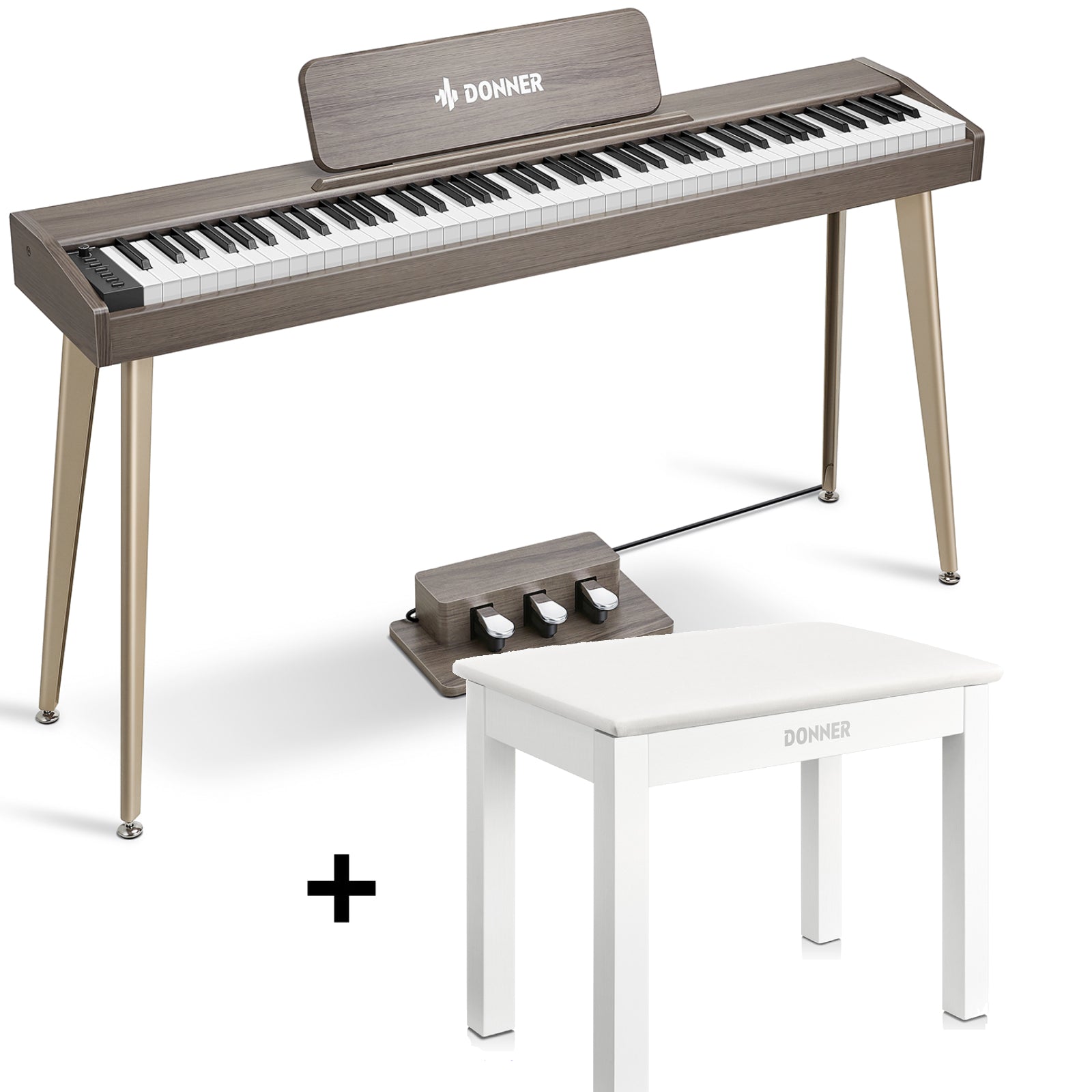 Donner DEP-10 Digital Piano – 88 Semi-Weighted Keys, Stand & Pedals Included, Great For Beginners & Home Use