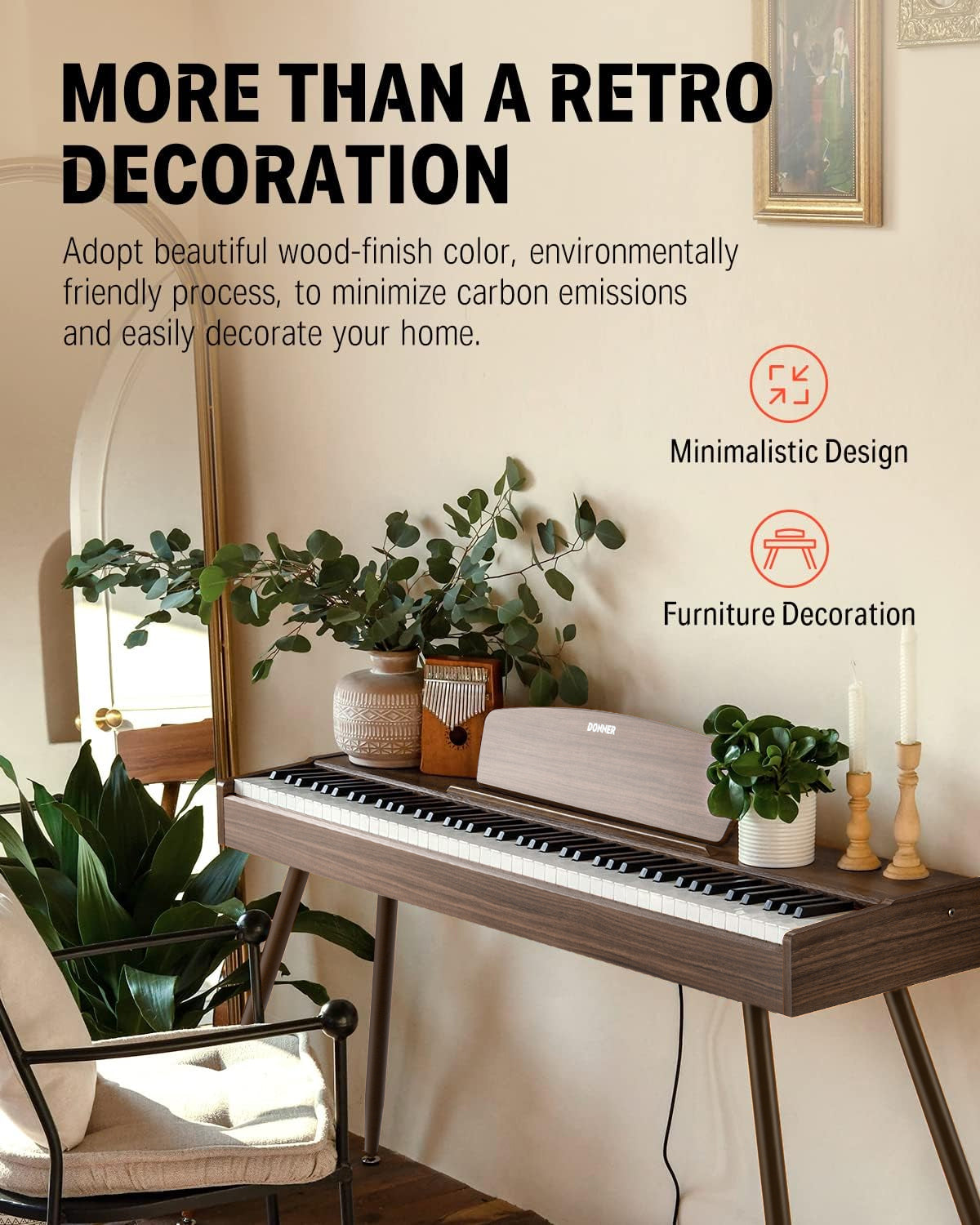Donner DDP-80 Digital Piano 88 Key Weighted Keyboard, Walnut Wood Color + Pedal DONNER MUSIC AU