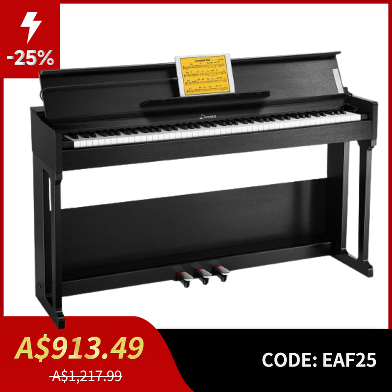 Donner DDP-90 Upright Digital Piano 88-Key Weighted Black and Flip Cover Design