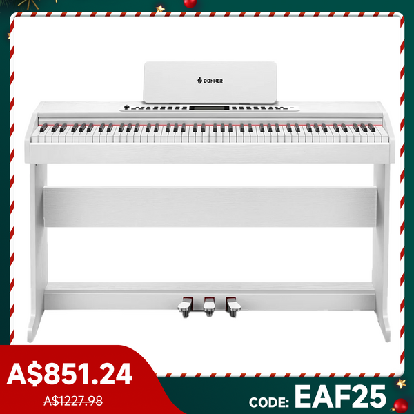 Donner DDP-95 Beginners Digital Piano 88 Key Weighted Upright Digital Piano Multi-functional Piano White