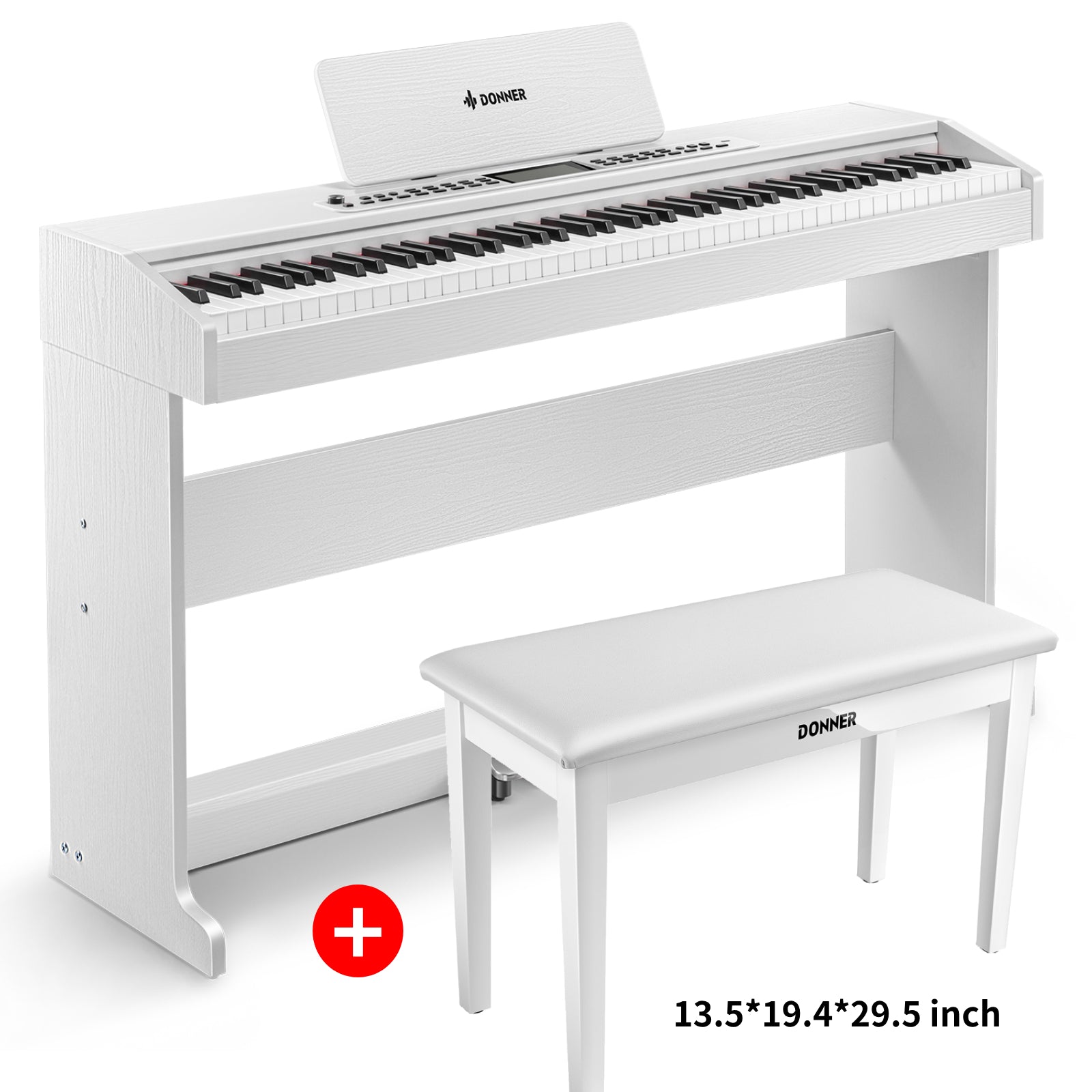 Donner DDP-95 White Upright Digital Piano Weighted Keys