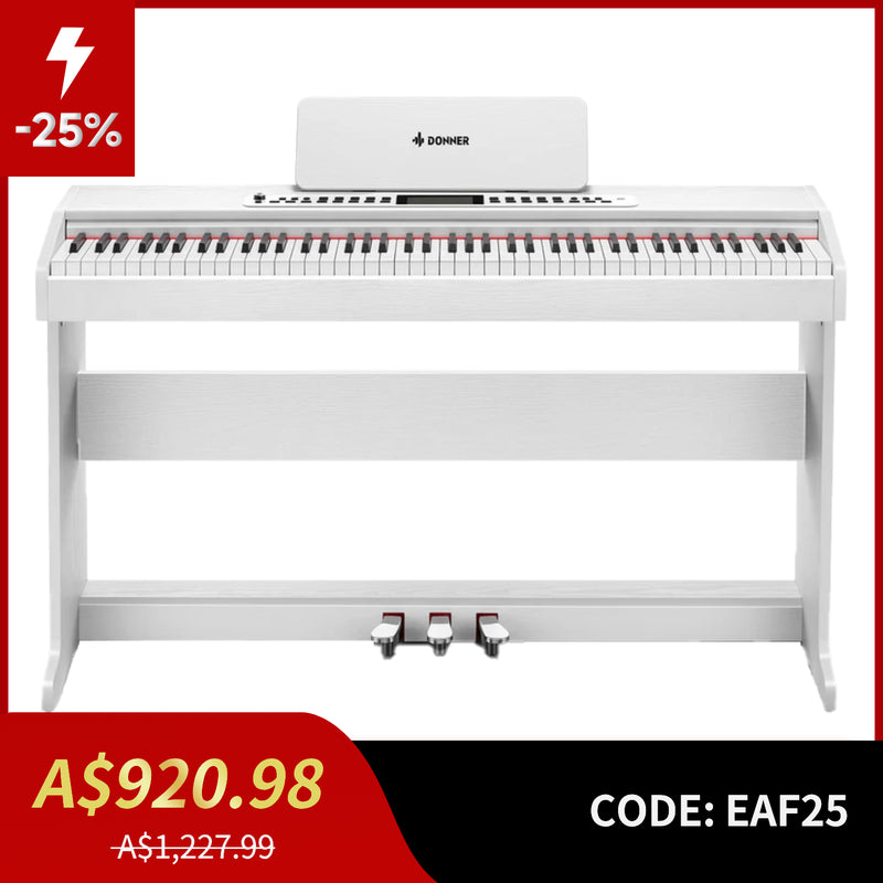 Donner DDP-95 Beginners Digital Piano 88 Key Weighted Upright Digital Piano Multi-functional Piano White