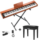 Donner DEP-1S Semi-Weighted Digital Piano Wooden Style Electric Piano + Pedal + Black bench