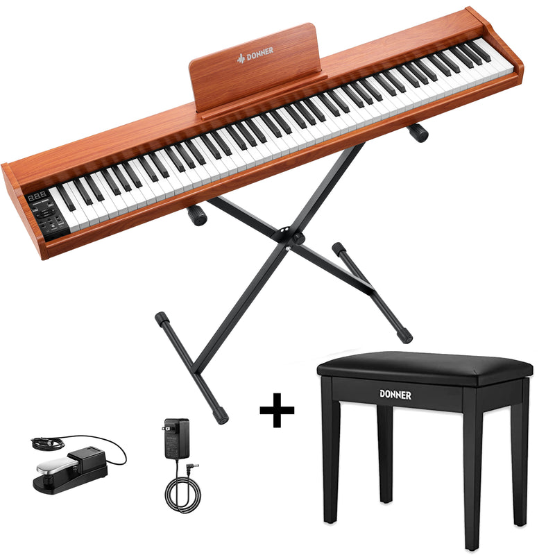 【Pre-sale】Donner DEP-1S Semi-Weighted Digital Piano w/ Stand Wooden Style Electric Piano + Pedal - Restock in March 19