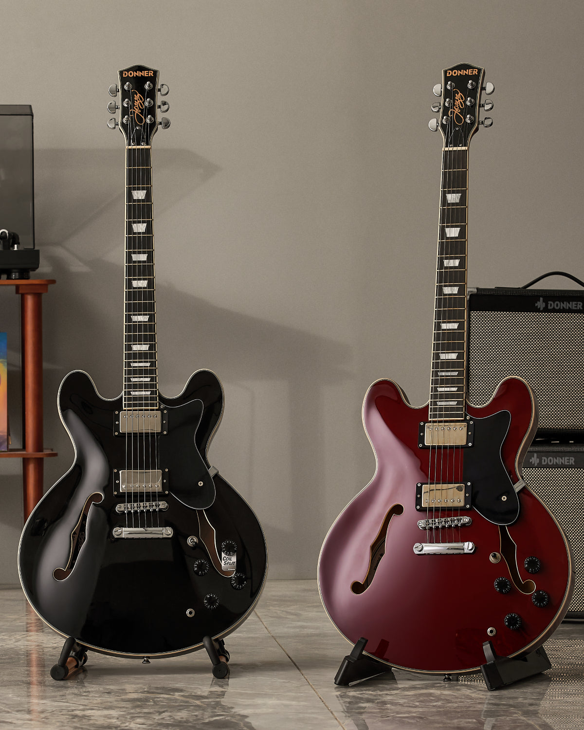 Donner DJP-1000 335 Style Electric Guitar Kit for Jazz Semi-Hollow Body with Dual H Pickups