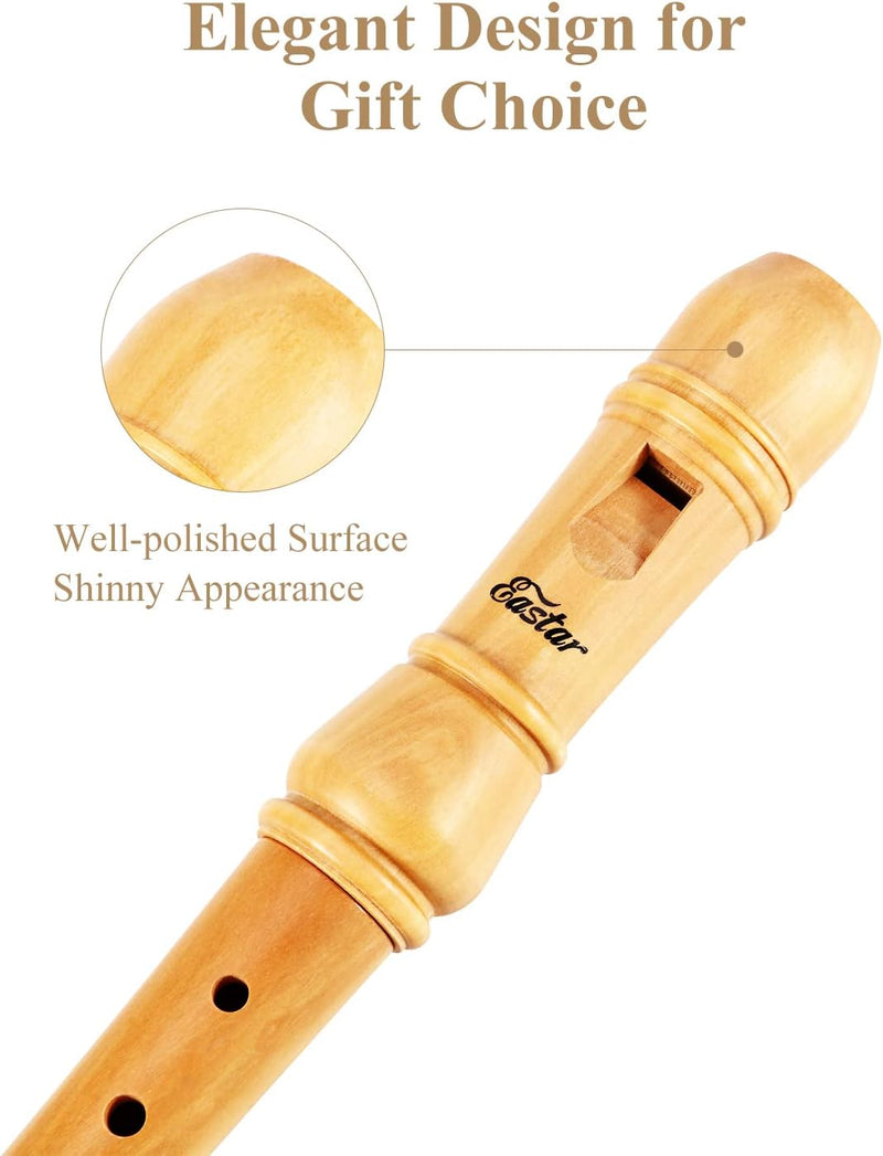 Eastar Soprano Recorder Instrument for Kids Adults Beginners, Baroque fingering C Key Maple Wooden Recorder