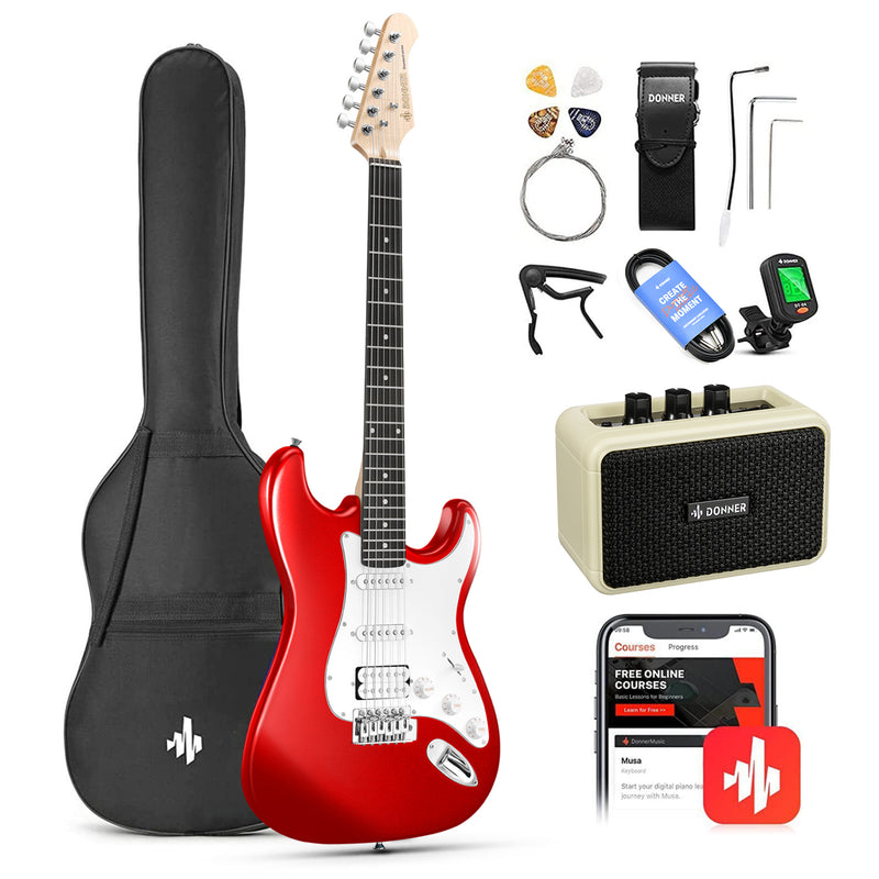 Donner DST-100 Solid Body S-S-H Pickups Electric Guitar Kit with Amplifier