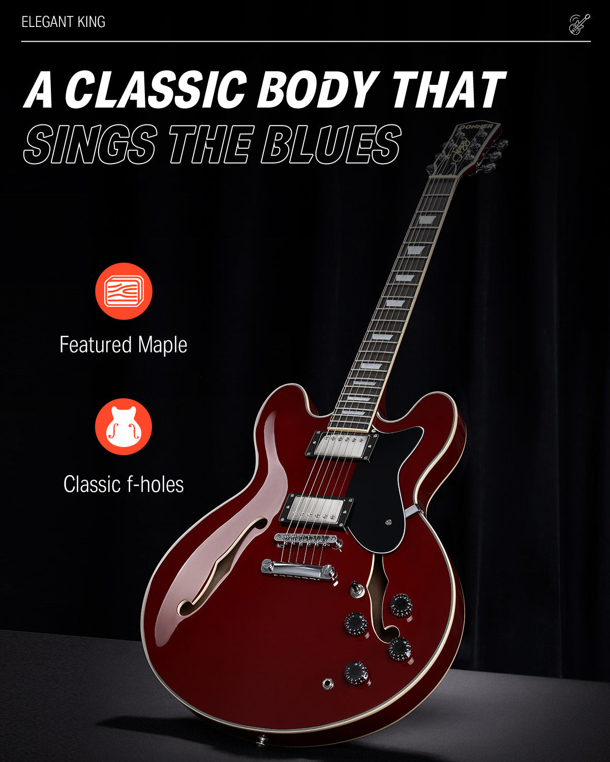 Donner DJP-1000 335 Style Electric Guitar Kit for Jazz Semi-Hollow Body with Dual H Pickups donner music au