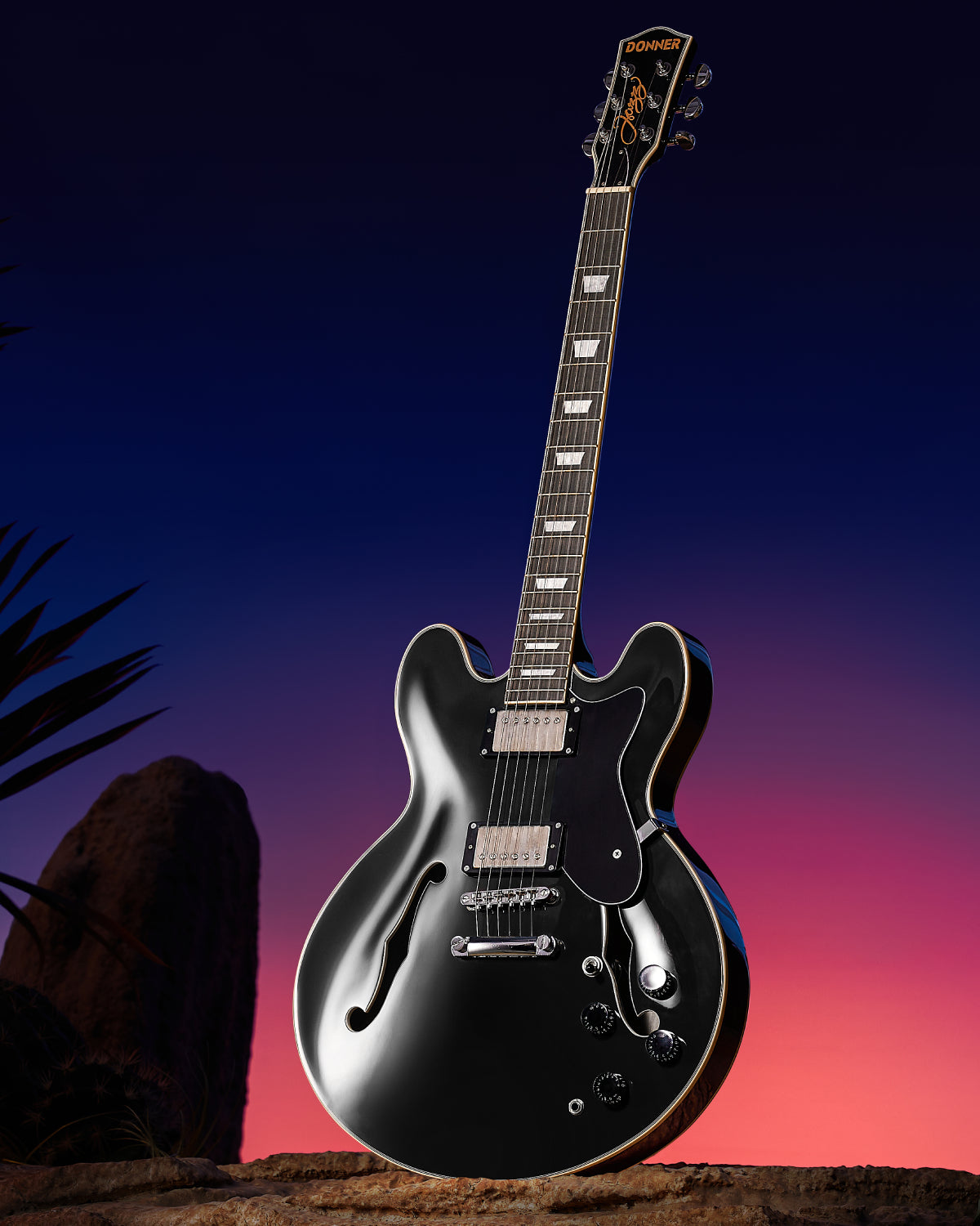 Donner DJP-1000 335 Style Electric Guitar Kit for Jazz Semi-Hollow Body with Dual H Pickups