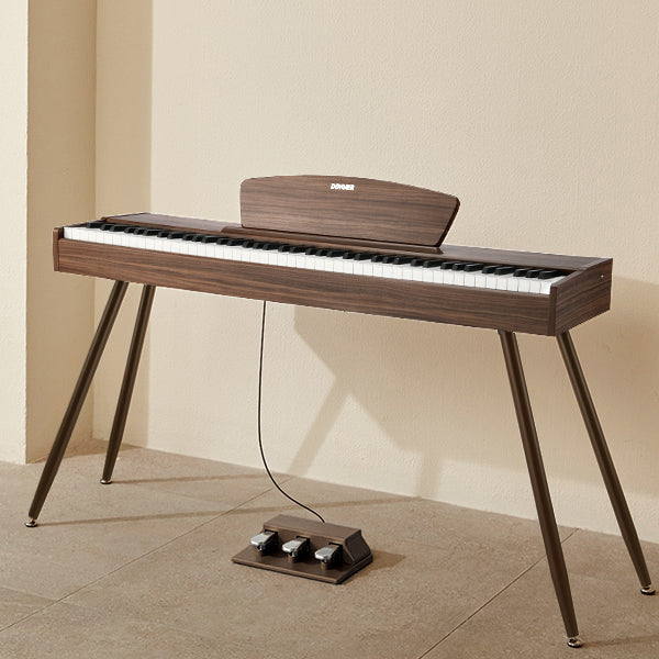 Donner DDP-80 Digital Piano 88 Key Weighted Keyboard Walnut Wood Color And Pedal